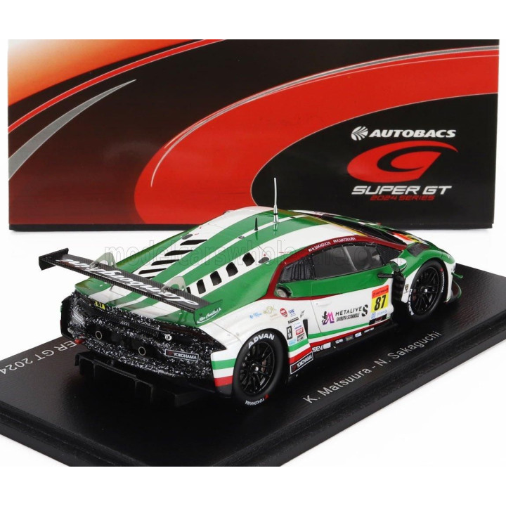SPARK MODEL LAMBORGHINI LAMBORGHINI GT3 TEAM JLOC N 87 GT300 CLASS SUPER GT 2024 KOSUKE MATSUURA - NATSU SAKAGUCHI - GREEN WHITE