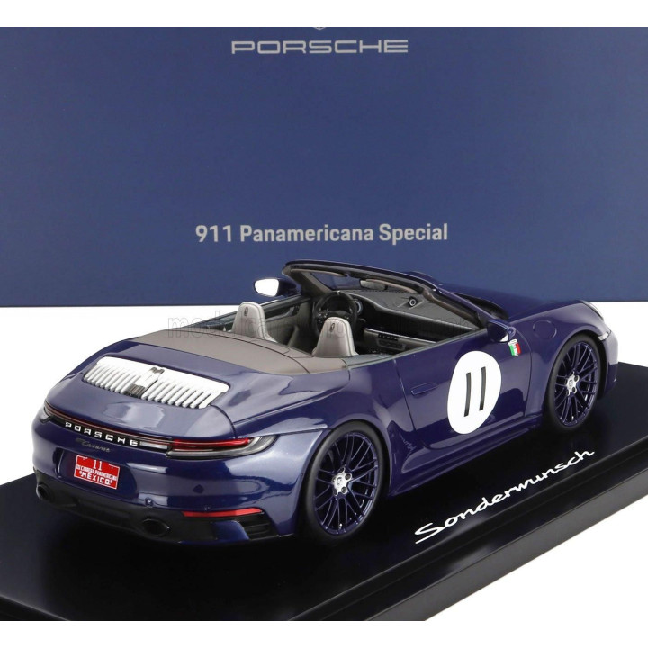 SPARK MODEL PORSCHE 911 992 CARRERA S CABRIOLET OPEN N 11 2024 - LA CARRERA PANAMERICANA 1952 - CON VETRINA - WITH SHOWCASE - BL