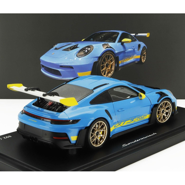 SPARK MODEL PORSCHE 911 992 GT3 RS COUPE 2023 - LIGHT BLUE YELLOW 1/18