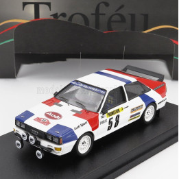 TROFEU AUDI QUATTRO (night version) N 58 RALLY MONTECARLO 1983 JACQUES BRIY - JACQUES HENUSET - WHITE BLUE RED 1/43