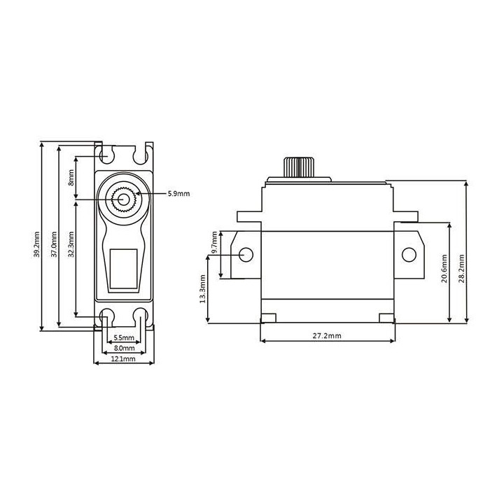 MIN6 HiVOLT CORELESS Digital servo pro 1/12 Pancar (9kg-0,062s/60°)