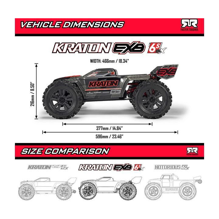 Arrma Kraton 6S BLX V6 1:8 4WD Extreme Bash RTR černá
