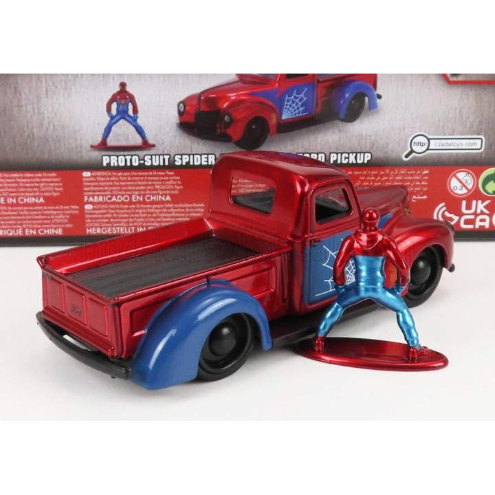 JADA FORD USA PICK-UP WITH SPIDERMAN FIGURE 1941 - RED BLUE 1/32