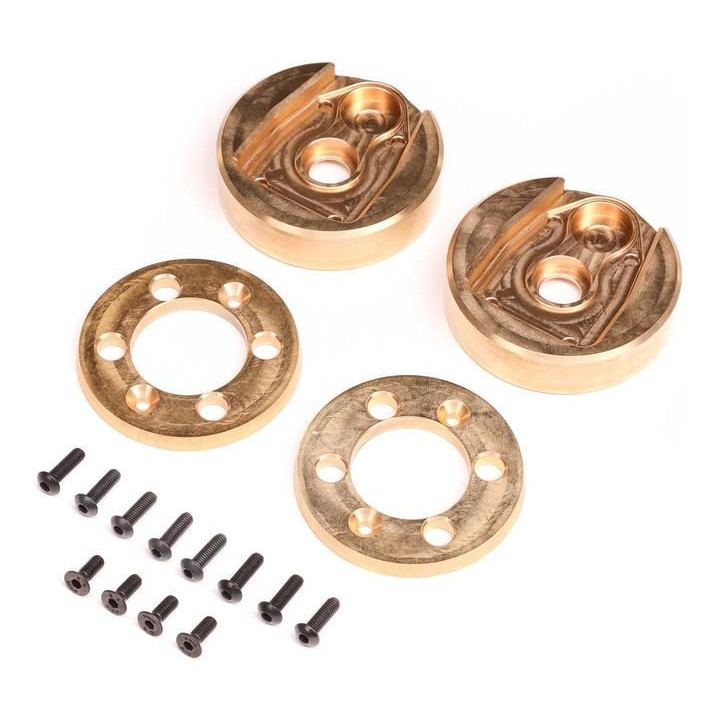 Axial kryt portálové nápravy se závažím, mosaz (122.4g/34.6g x 2), AF16P (pár): Gilamon AXP8