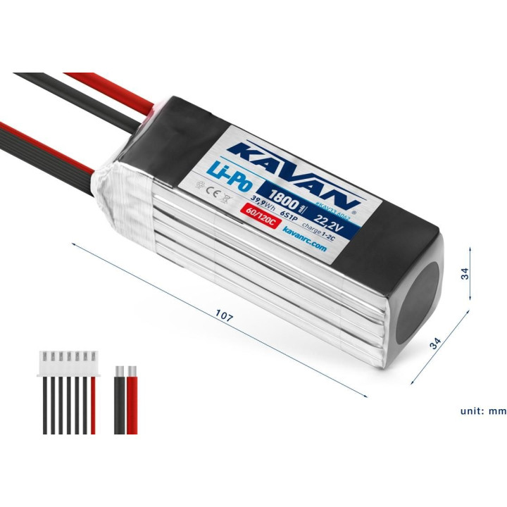 KAVAN - Li-Po 1800 mAh/22,2 V 60/120C, 39,9 Wh