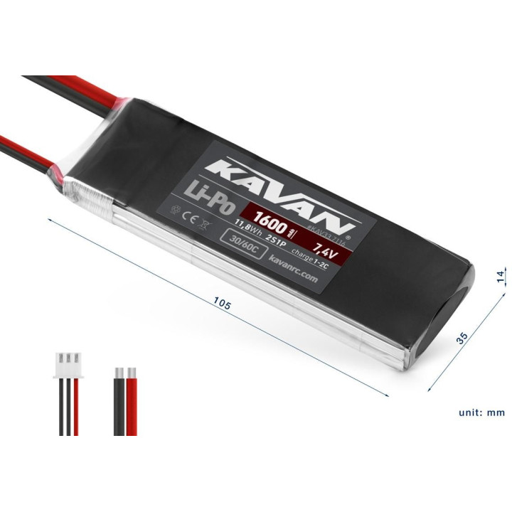 KAVAN Li-Po 1600mAh/7,4V 30/60C Air pack