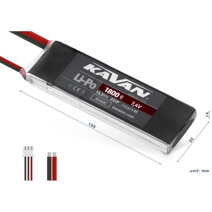 KAVAN Li-Po 1800mAh/7,4V 30/60C Air pack