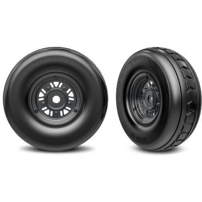 Traxxas kolo 3.2/4.9", disk Sand Car černý chrom, pneu (přední) (pár)