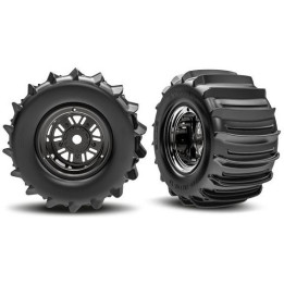Traxxas kolo 3.6/4,7", disk Sand Car černý chrom, pneu belted paddle (zadní) (pár)