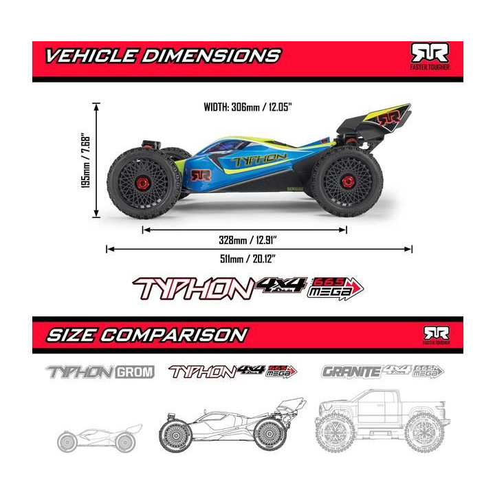 Arrma Typhon Mega 665 1:8 4WD RTR červená