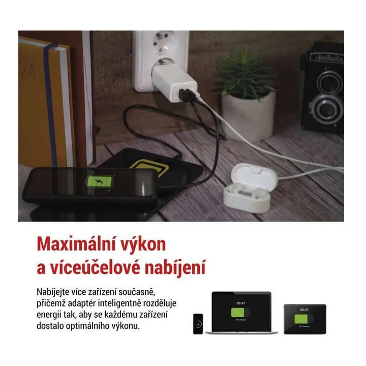 Síťový USB adaptér (zdroj) GaN PD 65W