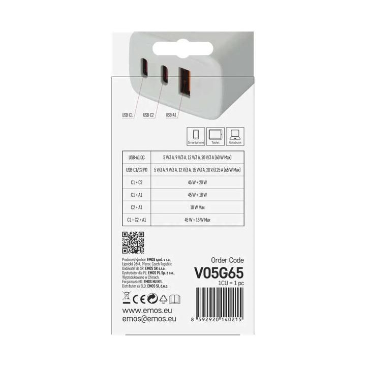 Síťový USB adaptér (zdroj) GaN PD 65W