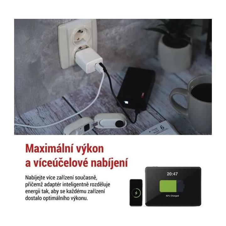 Síťový USB adaptér (zdroj) GaN PD 20W
