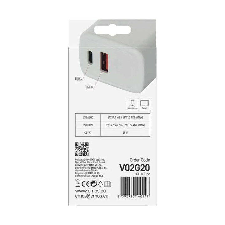 Síťový USB adaptér (zdroj) GaN PD 20W