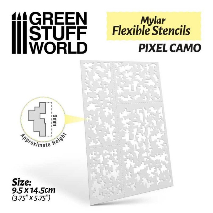 Flexible Stencils - Pixel CAMO / Pružné šablóny - Pixel kamufláž (cca 9 mm)