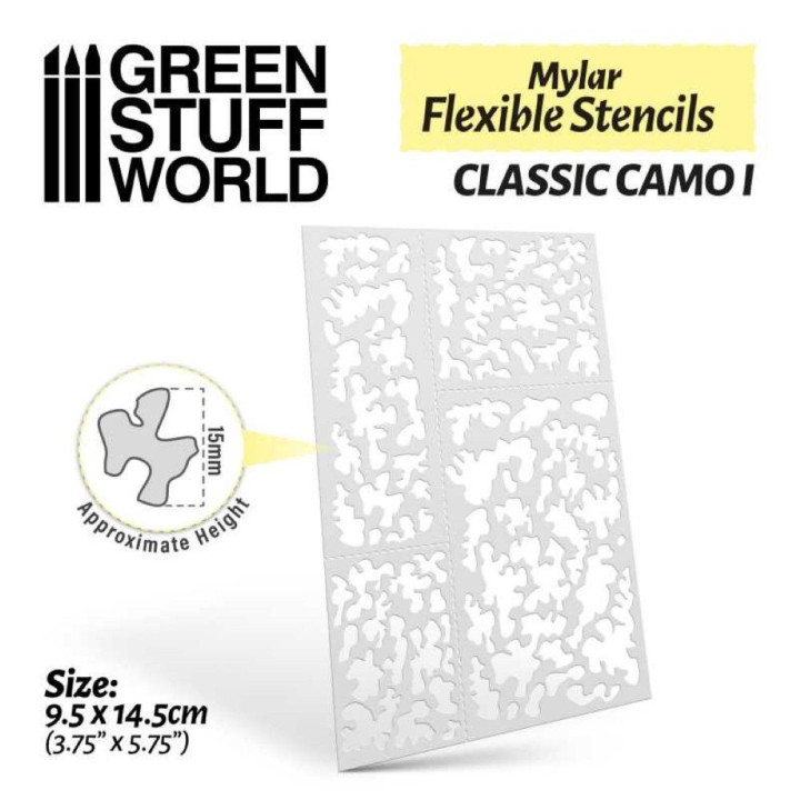 Flexible Stencils - Classic Camo 1 / Pružné šablóny - Klasická kamufláž 1 (cca 15mm)