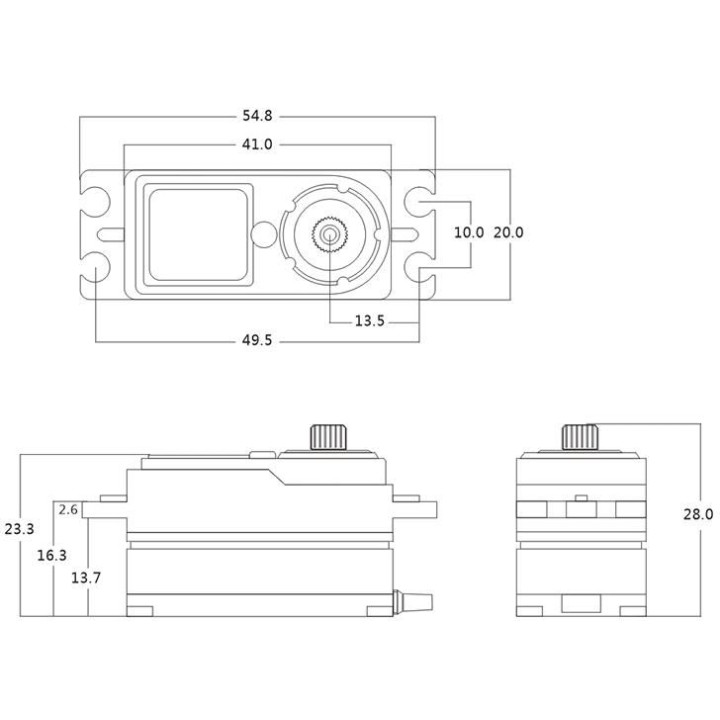 BHMX2 HiVOLT BRUSHLESS Digital servo LOW PROFILE (23 kg-0,065s/60°)