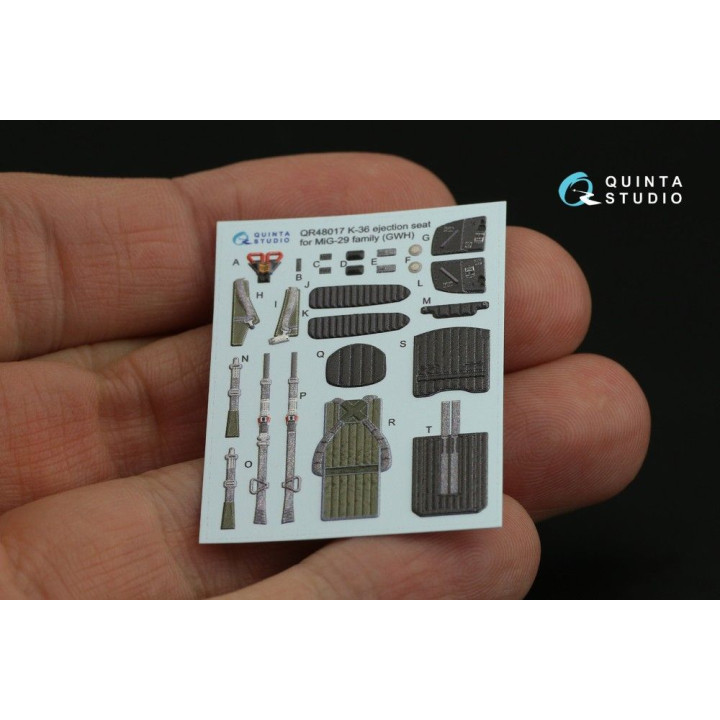 Quinta Studio QR48017 MiG-29 family - K-36 Ejection Seat 3D Interior Decal (for GWH kits)