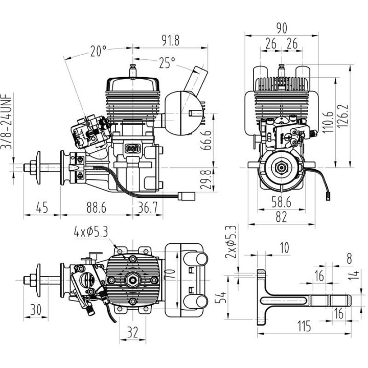 NGH GT35R Dvoutaktní benzinový motor
