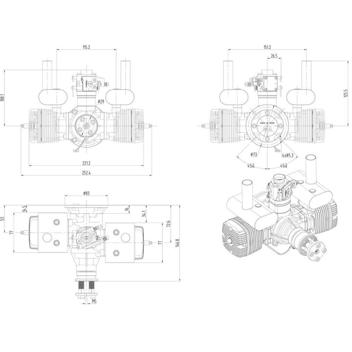 NGH GTT70 Dvoutaktní benzinový motor
