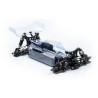 Sestavený podvozek buggy 4WD v měřítku 1:10 pro hobby závodníky bez elektroniky a kol. Čirá karoserie.