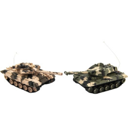 Tank RC 2ks 25cm tanková bitka + čias. pack 27MHZ a 40MHz maskáč so zvukom so svetlom v kr