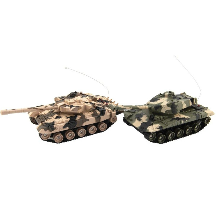 Tank RC 2ks 25cm tanková bitka + čias. pack 27MHZ a 40MHz maskáč so zvukom so svetlom v kr