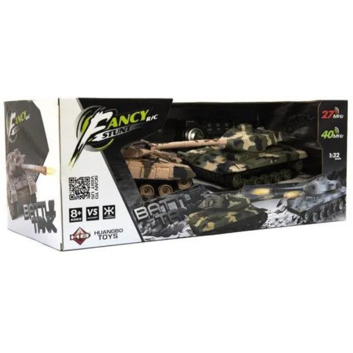 Tank RC 2ks 25cm tanková bitka + čias. pack 27MHZ a 40MHz maskáč so zvukom so svetlom v kr