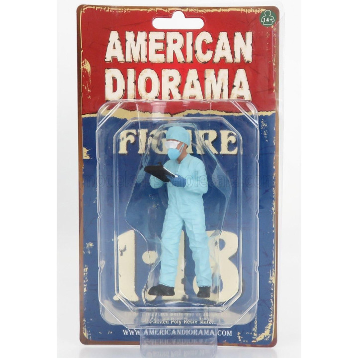 AMERICAN DIORAMA FIGURES MAN - HAZMAT CREW FIGURE VI - LIGHT BLUE 1/18