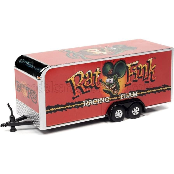 AUTOWORLD ACCESSORIES TRAILER CAR TRANSPORTER RAT FINK 2-ASSI 2000 - RED 1/64