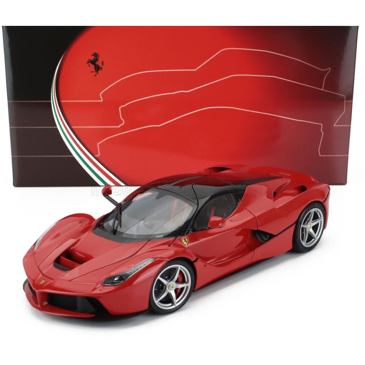 BBR MODELS FERRARI LAFERRARI 2013 - SILVER RIMS - ROSSO CORSA 322 - RED 1/18
