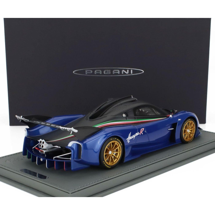BBR MODELS PAGANI HUAYRA R 2021 - CON VETRINA - WITH SHOWCASE - BLU FRANCIA - BLUE MATT BLACK 1/18