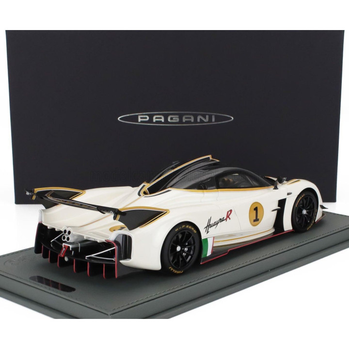 BBR MODELS PAGANI HUAYRA R N 1 RACING 2021 - CON VETRINA - WITH SHOWCASE - BIANCO BENNY - WHITE BLACK 1/18