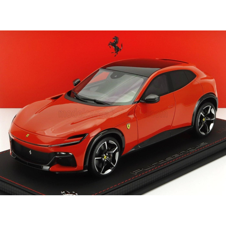 BBR MODELS FERRARI PUROSANGUE SUV PANORAMIC ROOF 2022 - CON VETRINA - WITH SHOWCASE - ROSSO DINO - LIGHT RED 1/18