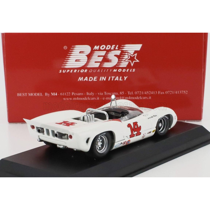 BEST MODEL LOLA T70 MKIII SPIDER N 14 LAGUNA SECA 1967 BUD MORLEY - WHITE RED 1/43
