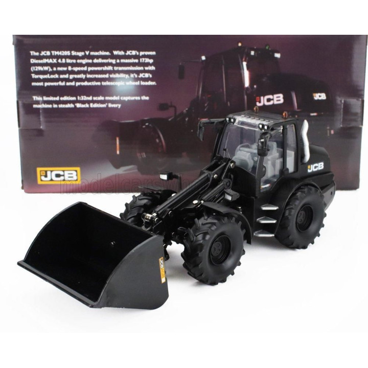 BRITAINS JCB TM420S RUSPA GOMMATA BLACK EDITION - TRACTOR SCRAPER - BLACK 1/32