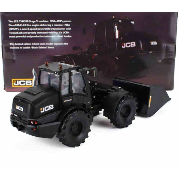 BRITAINS JCB TM420S RUSPA GOMMATA BLACK EDITION - TRACTOR SCRAPER - BLACK 1/32