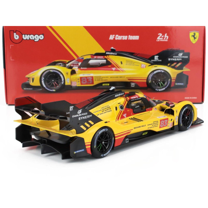 BURAGO FERRARI 499P 3.0L TURBO V6 TEAM AF CORSE N 83 24h LE MANS 2024 ROBERT KUBICA - ROBERT SHWARTZMAN - YIFEI YE - YELLOW RED 