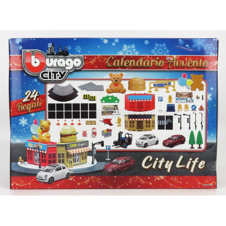 BURAGO ACCESSORIES DIORAMA - CALENDARIO DELL'AVVENTO - SET CITY LIFE 1/43