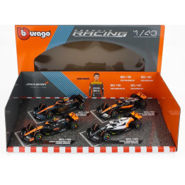 BURAGO McLAREN F1  SET 4X - TEAM MCLAREN MCL36 N 4 ABU DHABI GP 2022 - MCL60 N 4 SINGAPORE GP - MONACO GP - BRITISH GP 2023 LAND