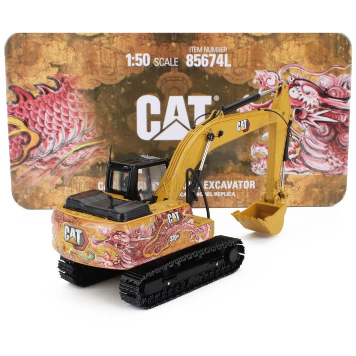 DM MODELS CATERPILLAR CAT320 GX ESCAVATORE CINGOLATO - TRACTOR HYDRAULIC EXCAVATOR SCRAPER - YELLOW BLACK 1/50