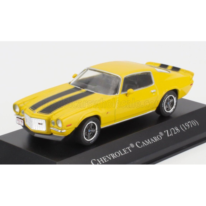 EDICOLA CHEVROLET CAMARO Z/28 COUPE 1970 - CON VETRINA - WITH SHOWCASE - YELLOW BLACK 1/43
