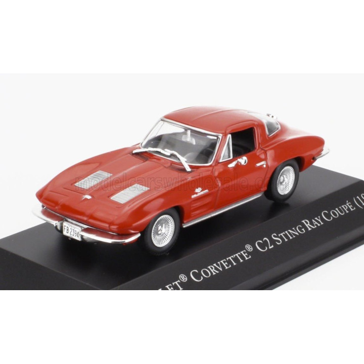 EDICOLA CHEVROLET CORVETTE STINGRAY C2 COUPE 1963 - CON VETRINA - WITH SHOWCASE - RED 1/43