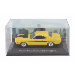 EDICOLA DODGE CHALLENGER R/T 440 COUPE 1970 - CON VETRINA - WITH SHOWCASE - YELLOW BLACK 1/43
