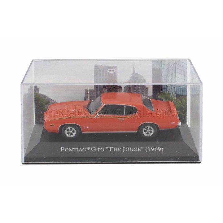EDICOLA PONTIAC GTO THE JUDGE COUPE 1969 - CON VETRINA - WITH SHOWCASE - RED 1/43