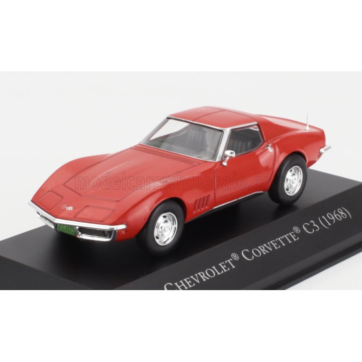 EDICOLA CHEVROLET CORVETTE C3 COUPE 1968 - CON VETRINA - WITH SHOWCASE - RED 1/43