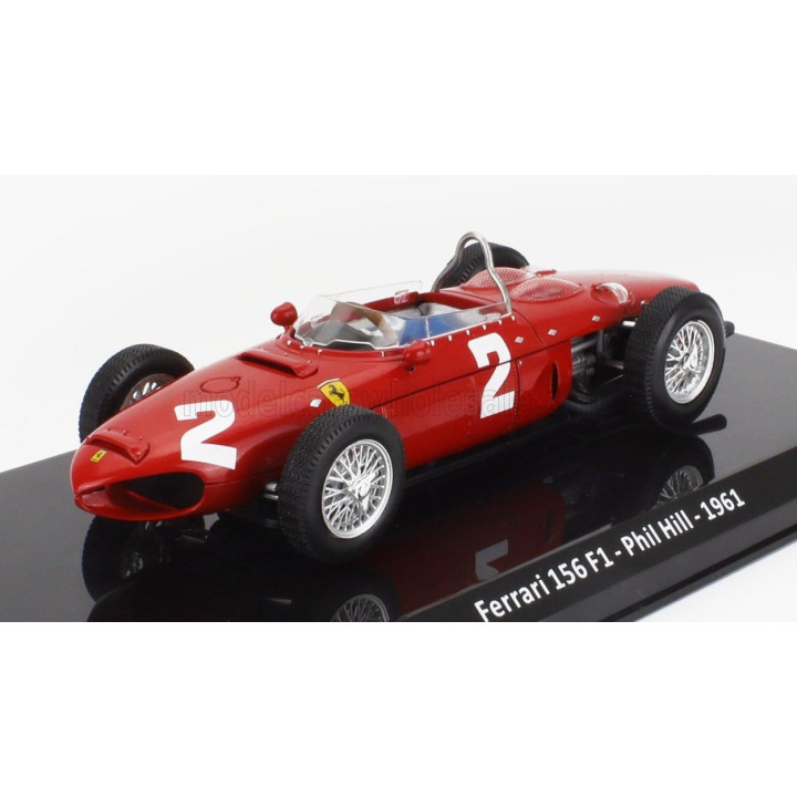 EDICOLA FERRARI F1  156 N 2 WORLD CHAMPION SEASON 1961 PHIL HILL - CON VETRINA - WITH SHOWCASE - RED 1/24