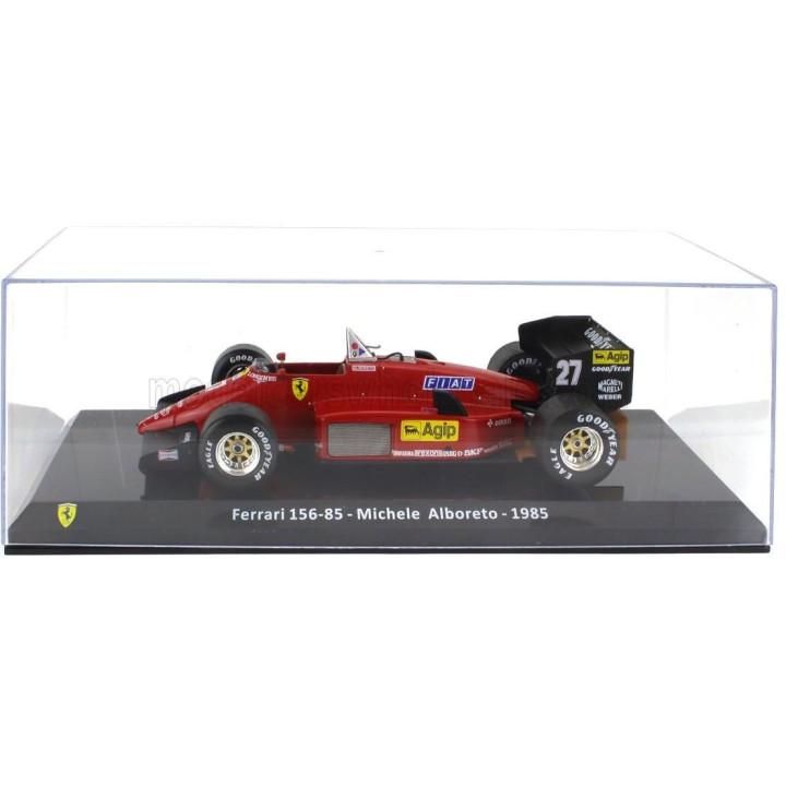 EDICOLA FERRARI F1  156-85 N 27 SEASON 1985 MICHELE ALBORETO - CON VETRINA - WITH SHOWCASE - RED BLACK 1/24