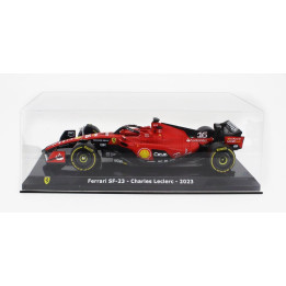 EDICOLA FERRARI F1  SF-23 TEAM SCUDERIA FERRARI N 16 SEASON 2023 CHARLES LECLERC - CON VETRINA - WITH SHOWCASE - RED BLACK YELLO