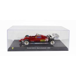 EDICOLA FERRARI F1  126 C2 N 28 SEASON 1982 MARIO ANDRETTI - CON VETRINA - WITH SHOWCASE - RED 1/24